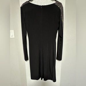 Black and gold V-Neck Stretch Embellished Long Sleeve V-Neck Ruched Waist